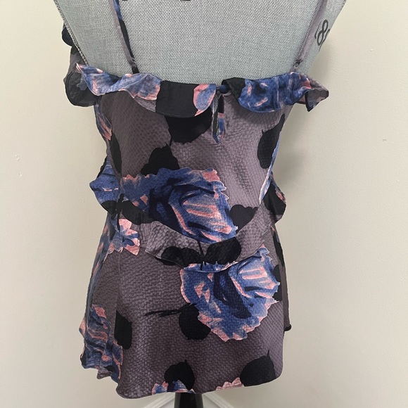 Rebecca Taylor Floral Silk Camisole with Ruffle Details, Size 4 - Picture 6 of 14